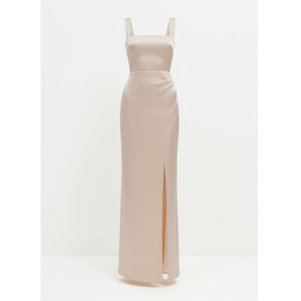 Reformation Size 14 Isolene Satin Smocked Wrap Strappy Formal Maxi Dress NEW